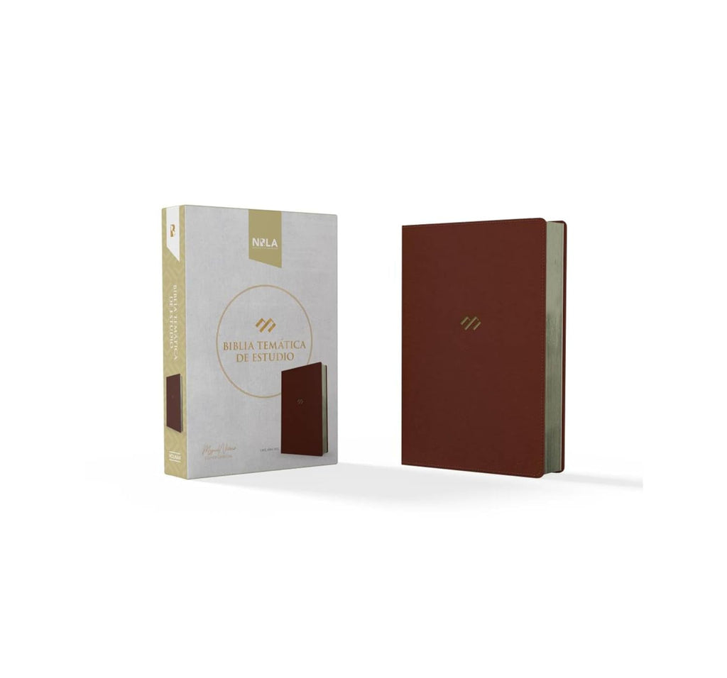 NBLA Biblia tematica de estudio, café símil piel