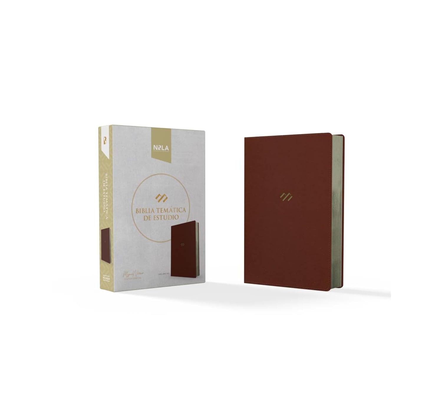 NBLA Biblia tematica de estudio, café símil piel