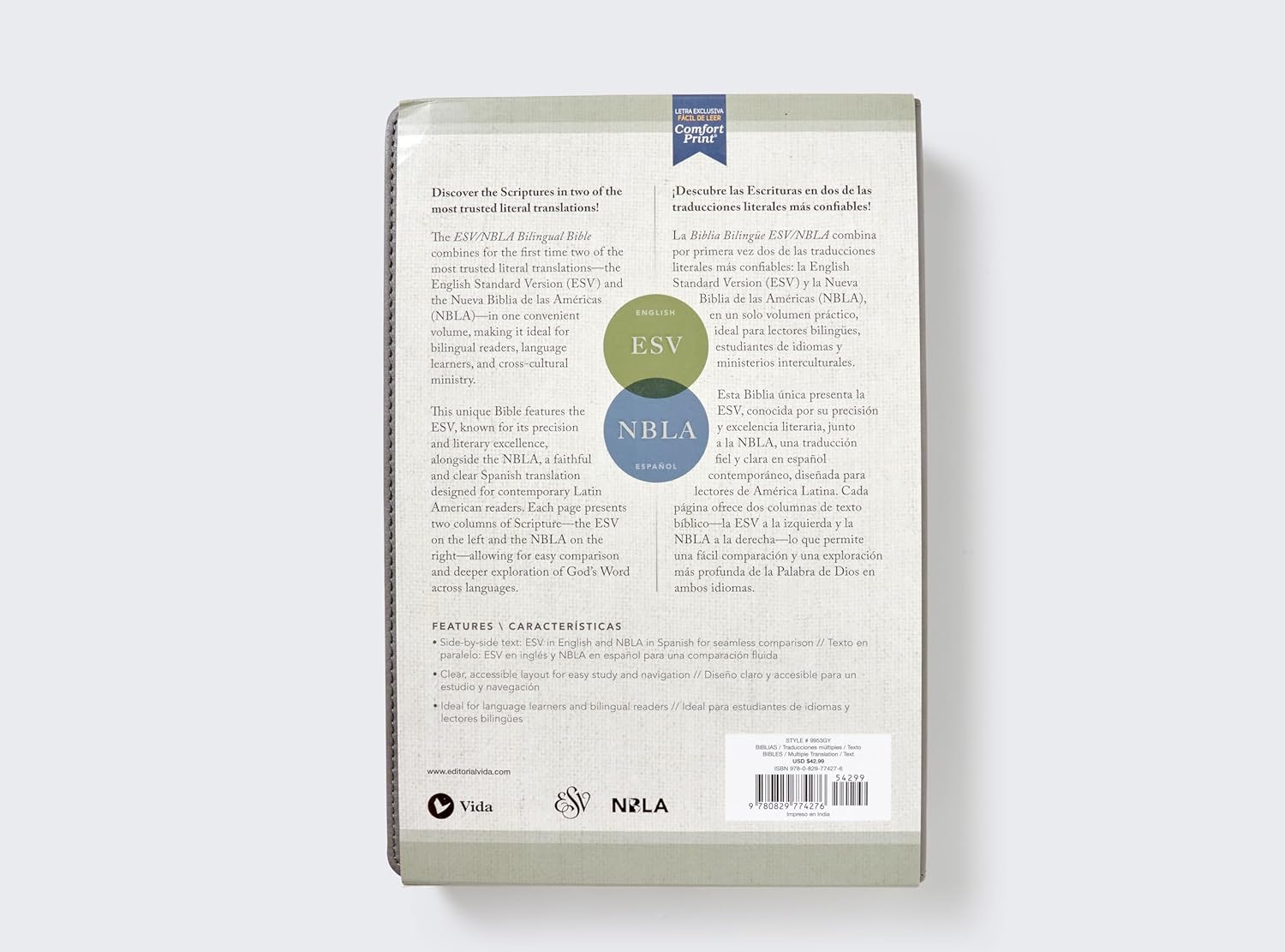 ESV/NBLA, Bilingual Bible, Leathersoft, Grey