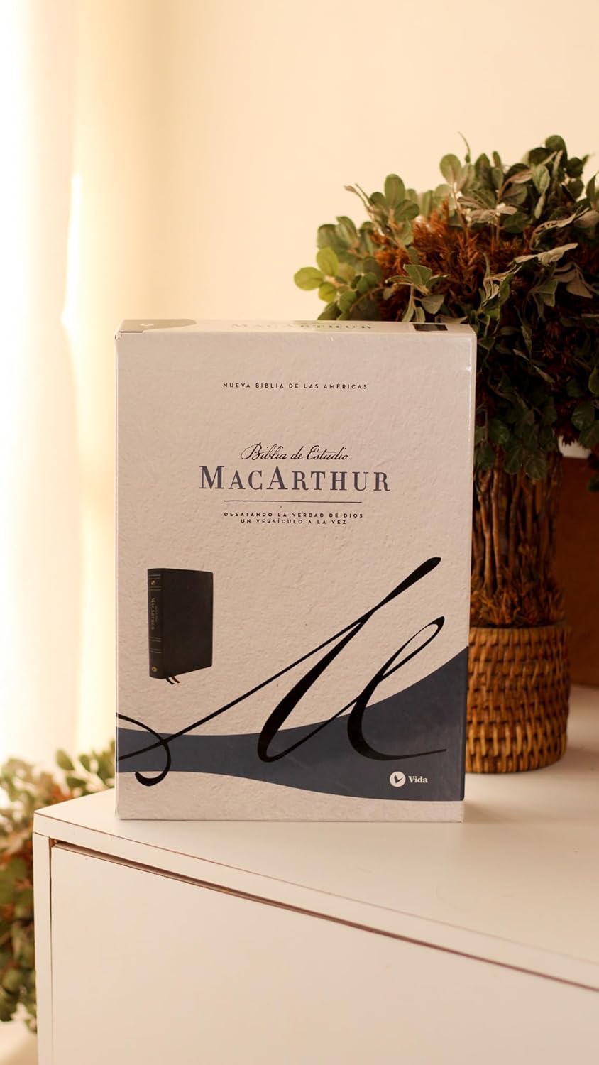 NBLA, Biblia de Estudio MacArthur, Leathersoft, Negro, Interior a dos colores