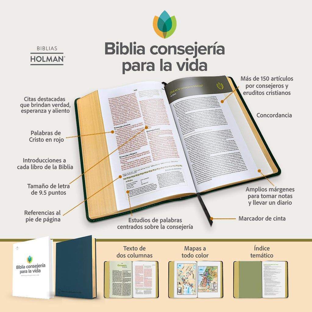 RVR 1960 Biblia Consejería para la vida, azul pizarra, símil piel