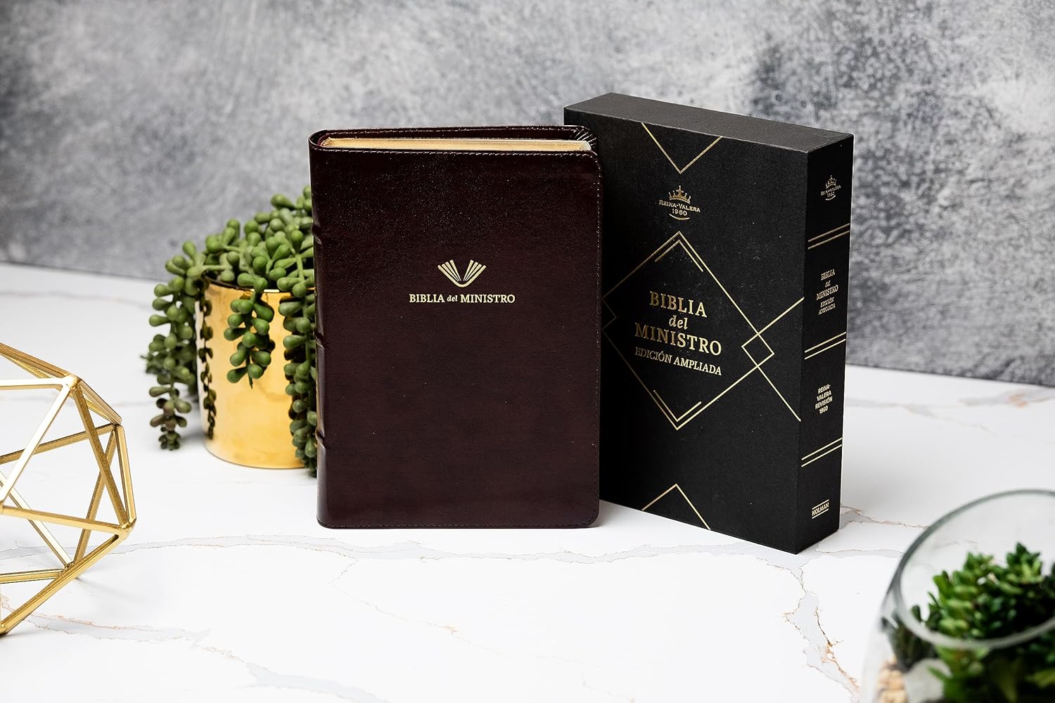 RVR 1960 Biblia del ministro, edición ampliada, caoba piel fabricada